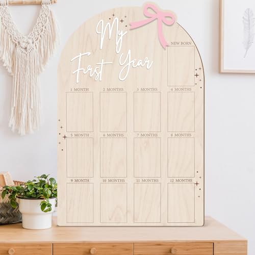 Bosctanuc Large My First Year Pink Bow Picture Frame for 33 x 22 Inch - style: Pink Bow