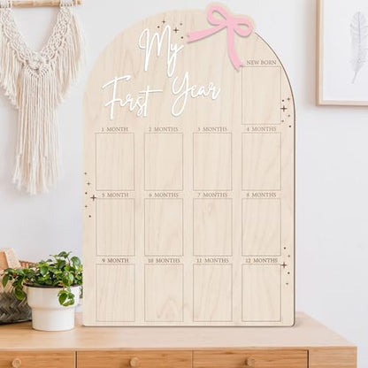 Bosctanuc Large My First Year Pink Bow Picture Frame for 33 x 22 Inch - style: Pink Bow