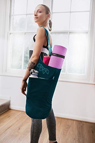 Yoga Mat Bag & Carrier with Pockets for Women - color: Teal 2 Tone