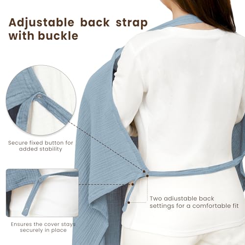 Konssy Muslin Nursing Cover Up for Breastfeeding with Rigid Hoop - color: Blue