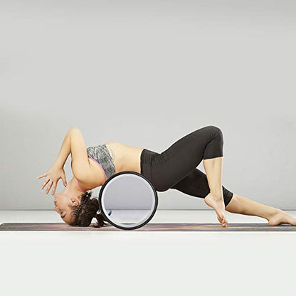 Cryfokt Yoga Wheel, High Density PU Roller for Back Pain Relief - color: Black inner ring