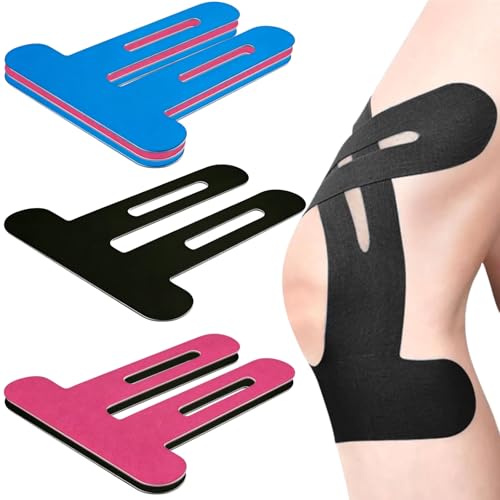 Precut Kinesiology Tape for Knees, 6 Pcs – Knee Support & Stability, Waterproof Athletic Tape, Breathable Hypoallergenic Latex-Free Elastic Sports Tape for Active Movement,Blue,Black& Pink - color: Blue,black& Pink, size: 6 Count (Pack of 1)