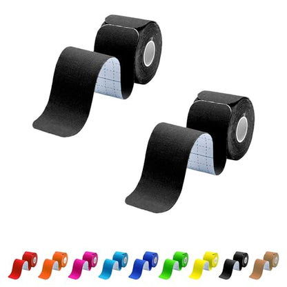 2 Pack Kinesiology Tape Precut, 40 Athletic Strips for Knee Shoulder - color: Black