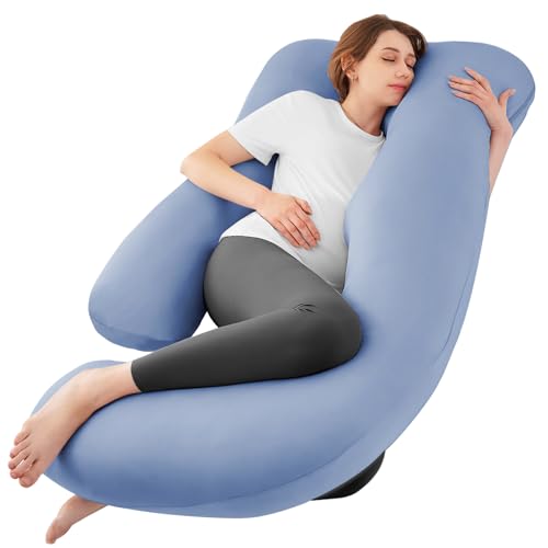 Sasttie Cooling Pregnancy Pillows for Sleeping, 57'' Full Body Pillow, Blue - color: Blue, size: 57 Inch