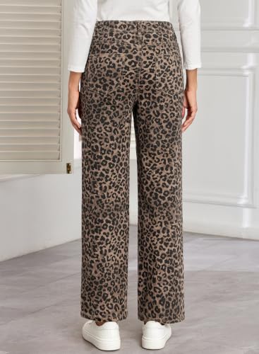 BLENCOT Women's Maternity Jeans Fashion Printed Pregnancy Denim Pants - color: Brown Leopard, size: X-Large