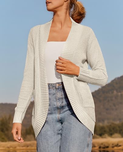 ZESICA Womens Fall Fashion Open Front Cardigan Sweaters - color: Apricot, size: Medium