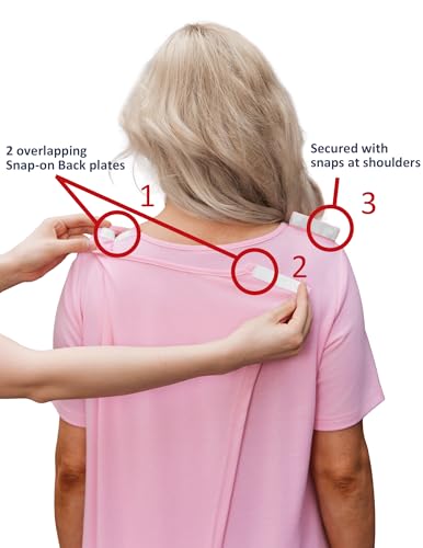 Deyeek Hospital Gowns for Women Tear Away Snap Open Back Post Surgery Dress - color: Pink, size: Medium
