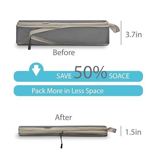 Compression Travel Packing Cubes with White Mesh, Grey, 4Pcs - color: Grey, size: Set of 4