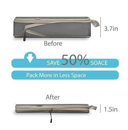 Compression Travel Packing Cubes with White Mesh, Grey, 6Pcs - color: Grey, size: Set of 6