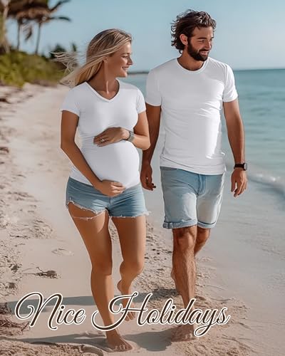 Huukeay 4 Pack Women's Maternity Shirts Pregnancy Top - color: Black, Khaki, Coffee, White, size: Medium