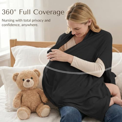 Konssy Rayon Made from Bamboo Nursing Cover for Breastfeeding - color: Black
