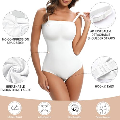 Strapless Shapewear for Womens Tummy Control Bodysuit Body Shaper Tube Tops - color: White, size: Small