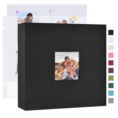 Mublalbum 10x10 Inch 3 Ring DIY Scrapbook Photo Album 80 Pages, Black - color: Black, size: 10x10 Inch 80 Pages