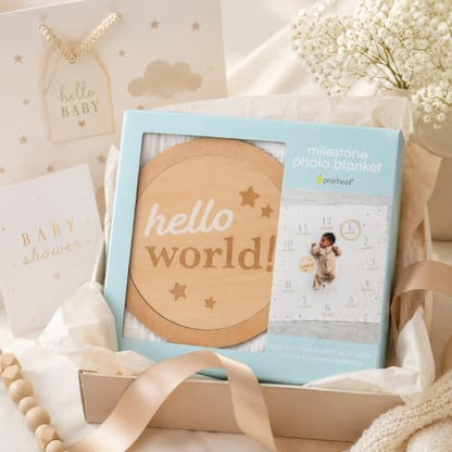 Pearhead Hello World Baby Milestone Blanket and Photo Prop