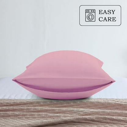 Set of 2 Brushed Microfiber Pillowcases 20x30 inch Pink - color: Pink, size: Queen