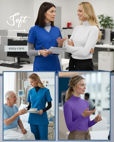 4 Pack Women's Underscrub Shirts - color: Black, Light Gray, White, Purple, size: Medium
