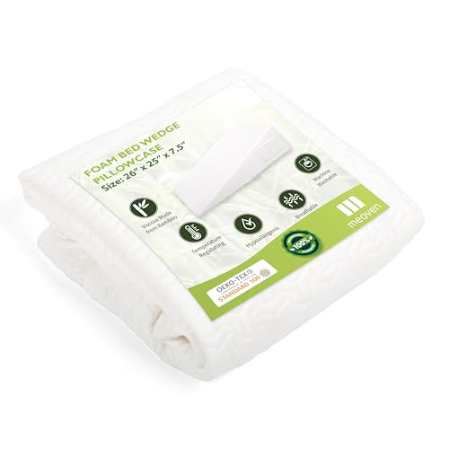 Wedge Pillow Cover for 26x25x7.5 Bed Wedge Pillow, Hypoallergenic, Replacement Pillowcase Cover with Zipper & Pockets - color: White