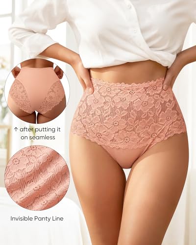Women's High Waisted Underwear Lace Panties Full Coverage 4 Pack - color: Multicolor-b, size: XX-Large