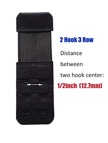 SAMGU Women's Bra Extenders 2 Hook/3 Hook/4 Hook/5 Hook/6 Hook Soft Stretchy - color: 2 Hook 1/2 Inch, Black Color