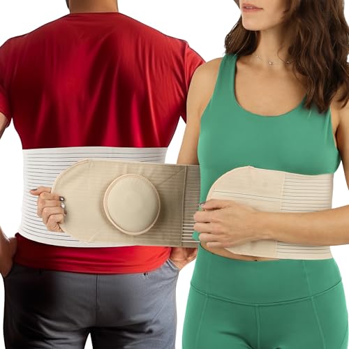 Umbilical Hernia Belt for Women Men | Hernia Support Abdominal Binder (S/M) - color: Beige, size: Small/Medium