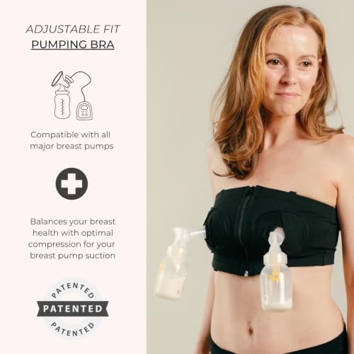 Simple Wishes Pumping Bra Hands Free, Comfortable & Adjustable - color: Black, size: Large-XL