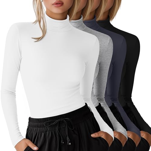 4 Pack Women's Underscrub Shirts - color: Black, Dark Gray, White, Light Gray, size: X-Large