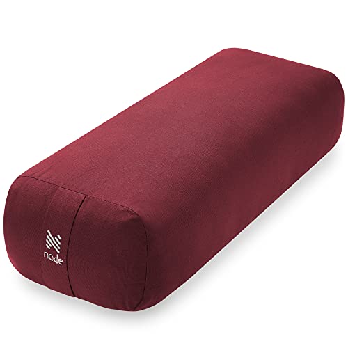 Yoga Meditation Cushion, 25" x 12" Rectangular Bolster with Organic Cotton Cover - color: Burgundy