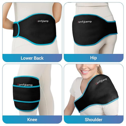 Comfytemp Ice Pack for Back Pain Relief, 2Pcs, Sciatica Brace Reusable Gel - color: Black, size: Standard