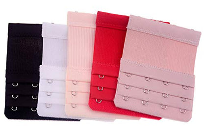 Women Elastic Bra Extender 4 Hook 3 Rows Extension Strap 5pcs