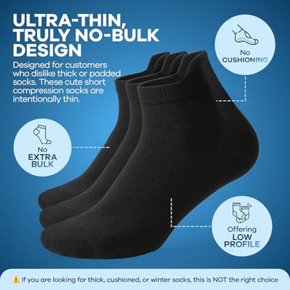 6 Pairs 8-15 mmHg Ankle Compression Socks for Women and Men - color: Black, size: Small-Medium