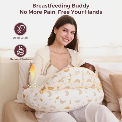 Momcozy Original Nursing Pillow for Breastfeeding - Innovative Safety Guard - color: Starry Moon