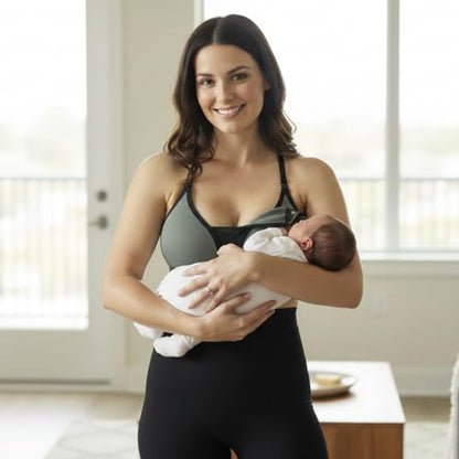 BLANQI Adjustable Racerback Nursing Bras for Women - Seamless Breastfeeding Bra with Removable Cups - color: Olive Green, size: Small