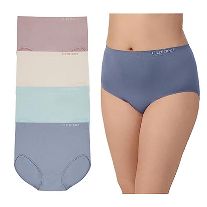 ELLEN TRACY Full Coverage Panties Seamless Underwear Briefs for Women 4pack - color: Mauve Pack, size: Small