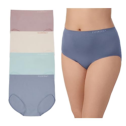 ELLEN TRACY Full Coverage Panties Seamless Underwear Briefs for Women 4pack - color: Mauve Pack, size: Medium