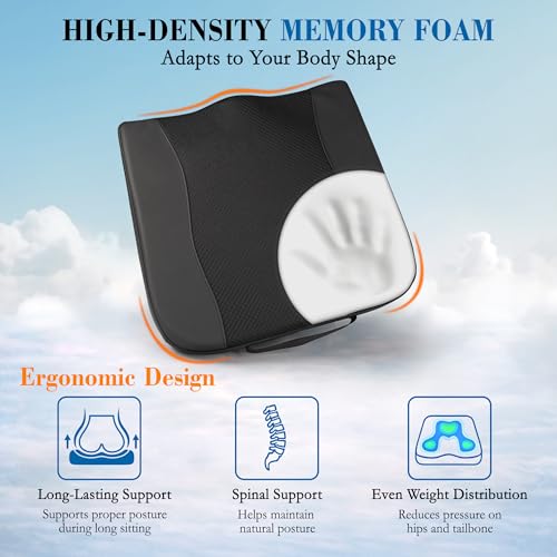 Lofty Aim Car Seat Cushion, Memory Foam Car Seat Cushions for Long Driving - color: Black