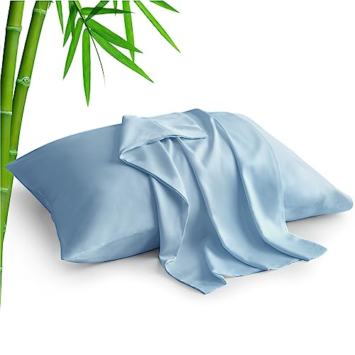 BEDELITE Pillow Cases Standard Size 2Pcs, Rayon Derived from Bamboo, Blue - color: Blue, size: 2 Pack Standard（20"X 26"）