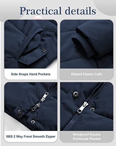 Chrisuno Women's Plus Size Winter Coat Waterproof Long Puffer Jacket Warm Thicken Parka with Removable Fur Hood - color: Navy Blue, size: 3X