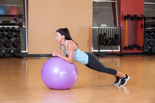 Black Mountain Products Exercise Stability Yoga Ball, Foot Pump, Ball Plug, Plug Puller, 2000 Lbs Static Weight Capacity Antiburst - color: Blue, size: 75cm