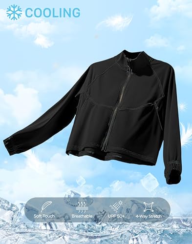 Soothfeel Women's Athletic Lightweight Jacket UPF 50+ Sun Protection Shirts - color: Black, size: Medium