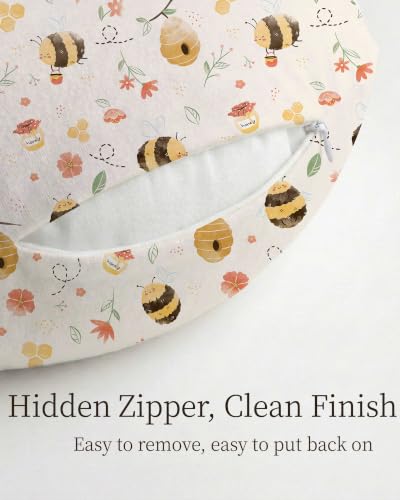 Nursing Pillow Covers 2 Pack, Stretchy Breastfeeding Pillow Covers for Baby - color: Honeybee Dreams