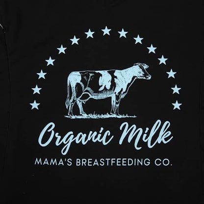 Nursing Shirts for Breastfeeding Women Zipper Maternity Graphic Tee - color: Black, size: Large