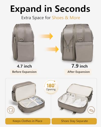 Expandable Travel Bag, Underseat Carry-On Weekender, Taupe - color: Taupe