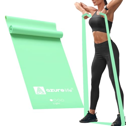 A AZURELIFE Professional Individual Exercise Resistance Bands, Single 5, 6,7 Ft or 8 Yards Elastic Bands, Non-Latex Stretch Bands for PT, Yoga, Pilates, Rehab, at-Home or The Gym Workouts - color: Green - Light, size: 5 Feet