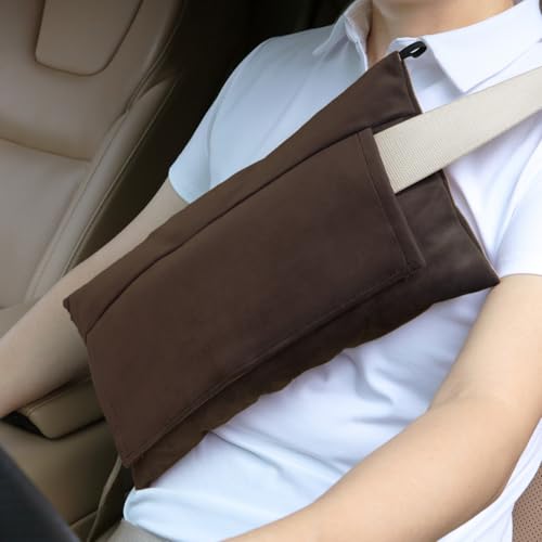 Post Surgery SeatBelt Pillow for Pregnancy Mastectomy Hysterectomy Recovery - color: Chocolate