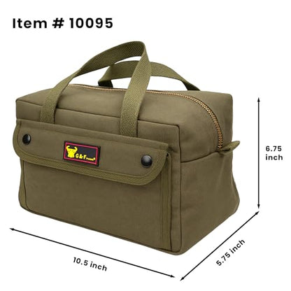 Waxed Canvas Compact Military Duffle Bag, 11 x 7 x 6 In, Water-Resistant - color: Olive Green
