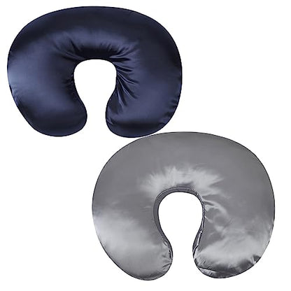 Tcmyyund Satin Nursing Pillow Cover Set 2 Pack Ultra Soft Silk Grey & Navy - color: Grey & Navy