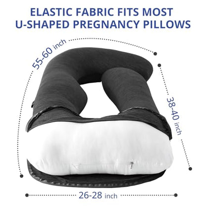Sasttie Cooling Pregnancy Pillow Cover for 57-inch Maternity Pillow, Black - color: Black