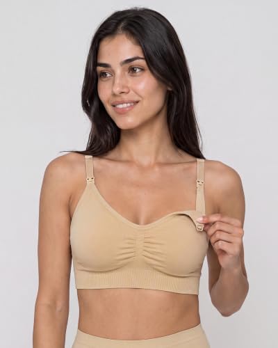Stelle Nursing Bras Maternity Bralette Seamless for Breastfeeding - color: 1 Pack Beige, size: Medium
