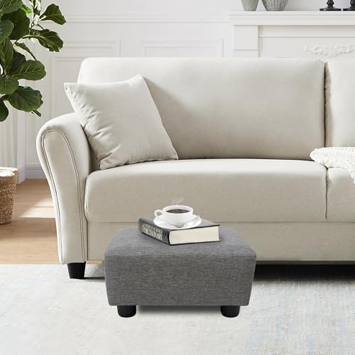 CAROLMADE Small Foot Stool Ottoman Footstool with Legs Under Desk Footrest for Living Room Bedroom and Office,Linen-Grey - color: Grey