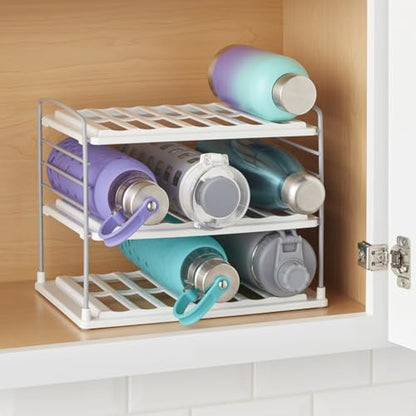 YouCopia UpSpace Water Bottle and Travel Mug Cabinet Organizer, Adjustable Storage Rack for Kitchen Organization, 3-Shelf - size: 9 Bottle Classic